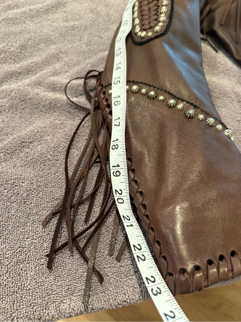 Appaloosa Trading Co 100% Leather Fringe Western Jacket Brown Concho woman large